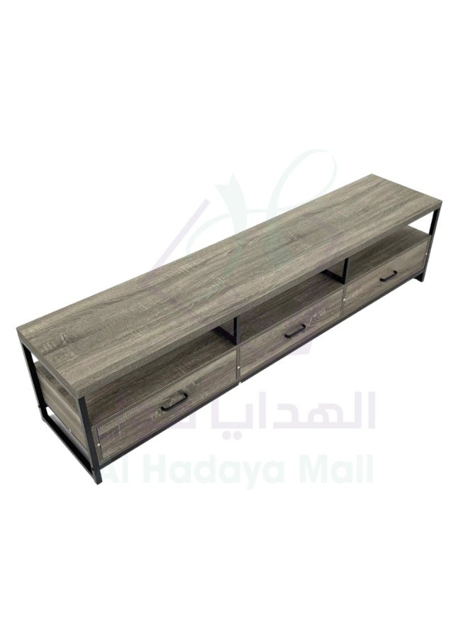 AL Hadaya Mall Wood Plasma table with 3 drawers – Gray – 180x40x40 cm - Grey - 180x40x40 Centimeter - Image 3