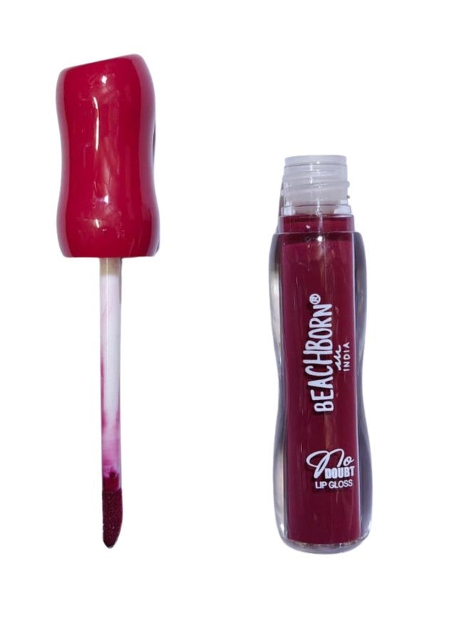 BEACHBORNINDIA No Doubt Lip Gloss, High-Shine Finish, Non-Sticky Formula, Rich Color Payoff, Moisturising, Lightweight, 5ml (09.Berry Red) - Image 1