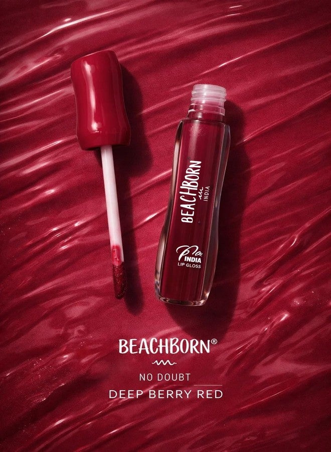 BEACHBORNINDIA No Doubt Lip Gloss, High-Shine Finish, Non-Sticky Formula, Rich Color Payoff, Moisturising, Lightweight, 5ml (09.Berry Red) - Image 4