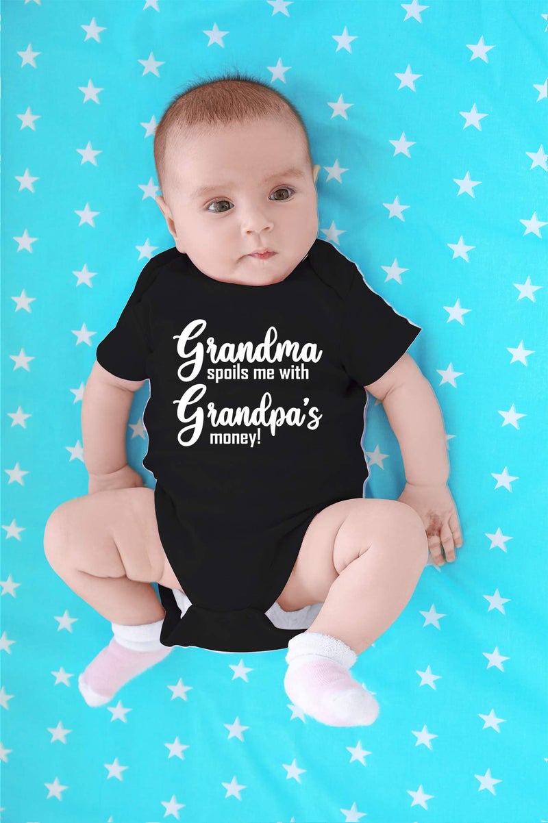 CBTwear Grandma Spoils Me With Grandpa's Money Baby Bodysuit Cute Newborn Clothes Unisex Humor Romper (Newborn, Black) - Image 4