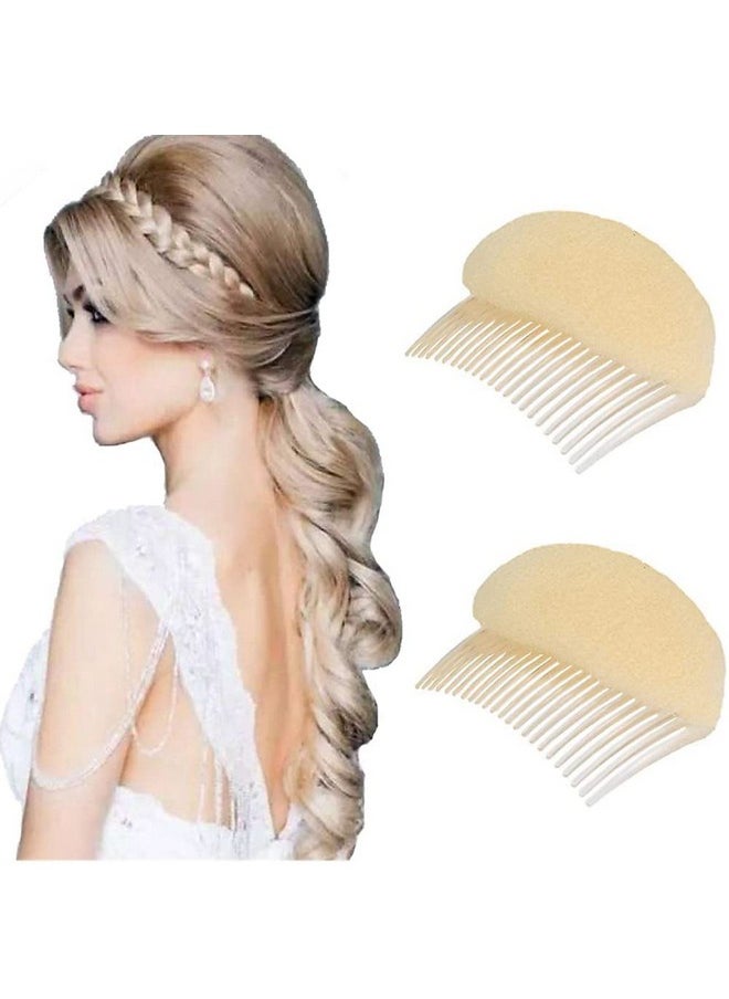 ericotry 2Pcs Charming Bump It Up Volume Inserts Hair Decoration Comb Sponge Foam Do Beehive Hair Styler Insert Tool Hair Comb Hair Stick Bun Maker Tool(Beige)  - Image 1