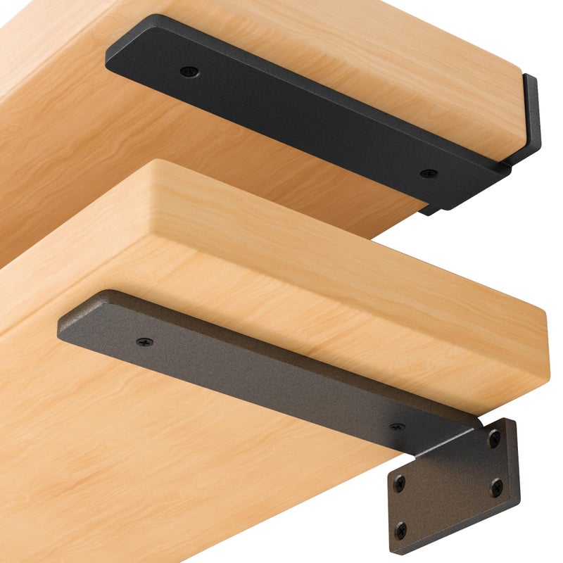 Wildnut 6 Pack Floating Shelf Bracket 6 Inch, Heavy Duty Hidden L Brackets, DIY Rustic Industrial Shelf Brackets with Modern Iron Finish(Black) - Image 1