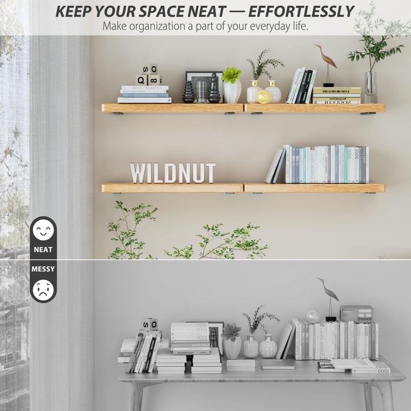 Wildnut 6 Pack Floating Shelf Bracket 6 Inch, Heavy Duty Hidden L Brackets, DIY Rustic Industrial Shelf Brackets with Modern Iron Finish(Black) - Image 2