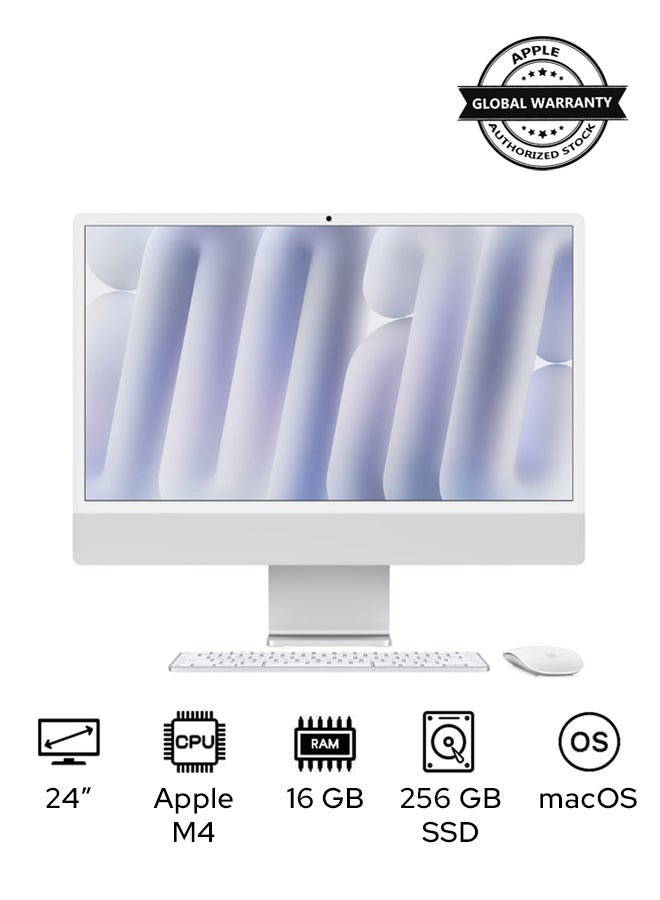 Apple 24-inch iMac MWUC3 with Retina 4.5K Display, M4 Chip 8-Core CPU 8-Core GPU Processor/16GB RAM/256GB SSD/macOS Silver - Image 1