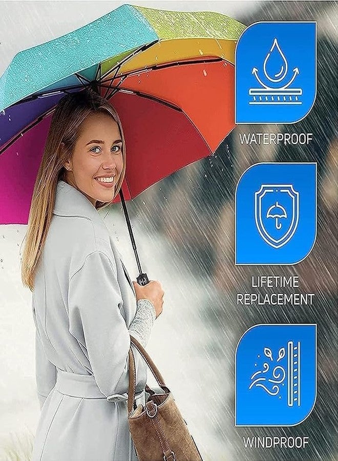 VARNH Oversized Rainbow Umbrella With 24 Reinforced Ribs - Colorful Windproof Canopy - Auto Open Stick Umbrella For Men, Women & Kids - Image 2