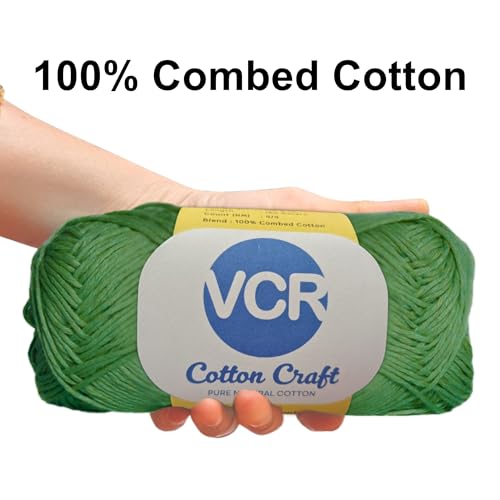 VCR 8Ply Forest Green Cotton Craft Yarn, 100 Grams Hank, 160 Meters Length, Cotton Combed Ball for Crochet and Knitting, Pack of 1 Yarn, Suitable for DIY Crafts - Image 3
