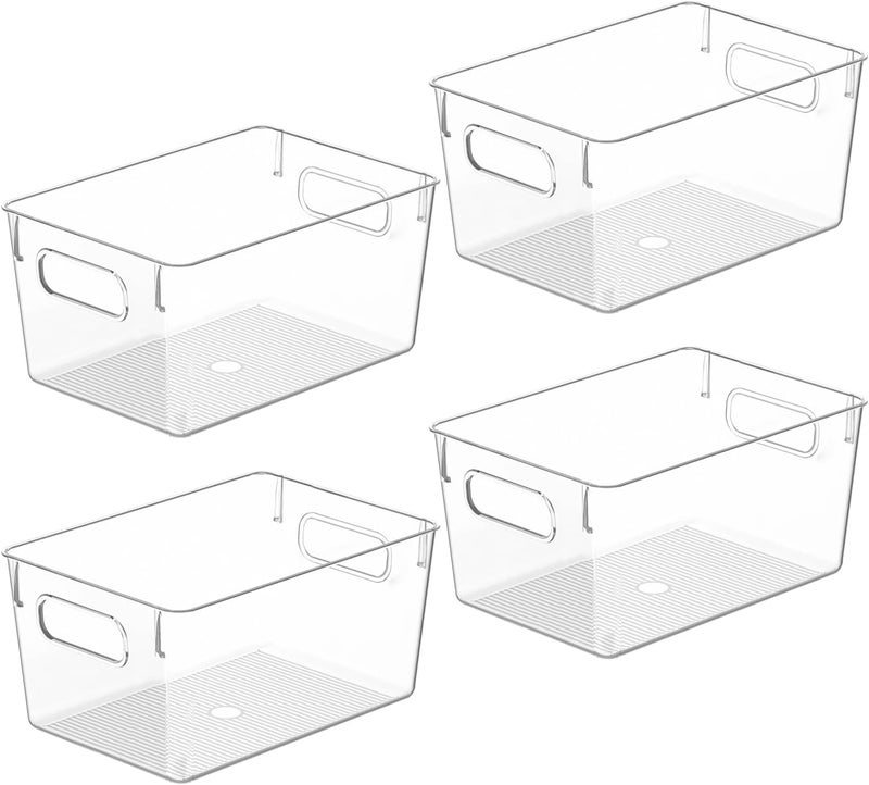 CONTROL KITCHEN Clear Plastic Storage Bins, Pantry Organizers and Storage Containers Fridge Organizer Bins Kitchen Cabinet Organizer for Organizing Home, Bathroom, Freezer, Refrigerator. (10 x 7.3 x 5) - Image 1