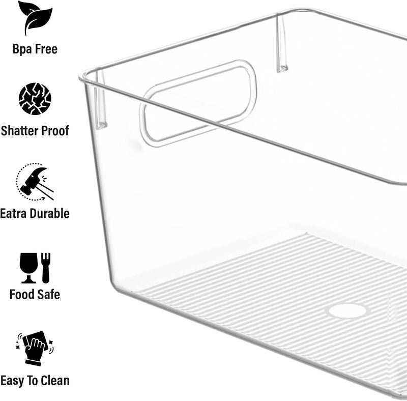 CONTROL KITCHEN Clear Plastic Storage Bins, Pantry Organizers and Storage Containers Fridge Organizer Bins Kitchen Cabinet Organizer for Organizing Home, Bathroom, Freezer, Refrigerator. (10 x 7.3 x 5) - Image 4