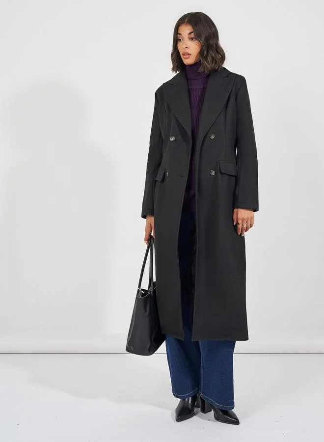 Styli Regular Fit Double Breasted Wool Like Coat