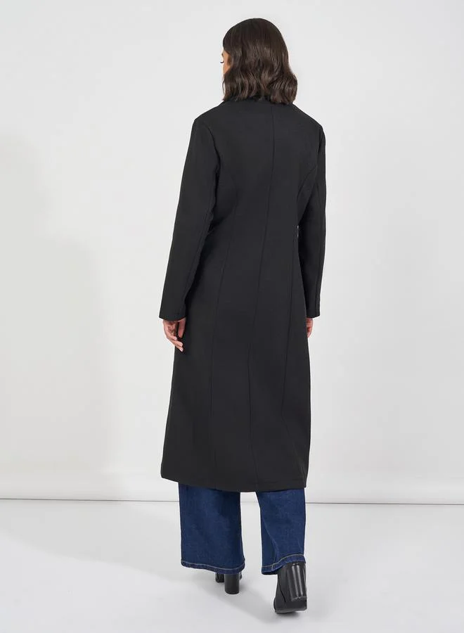 Styli  Regular Fit Double Breasted Wool Like Coat for Women | Best Price UAE