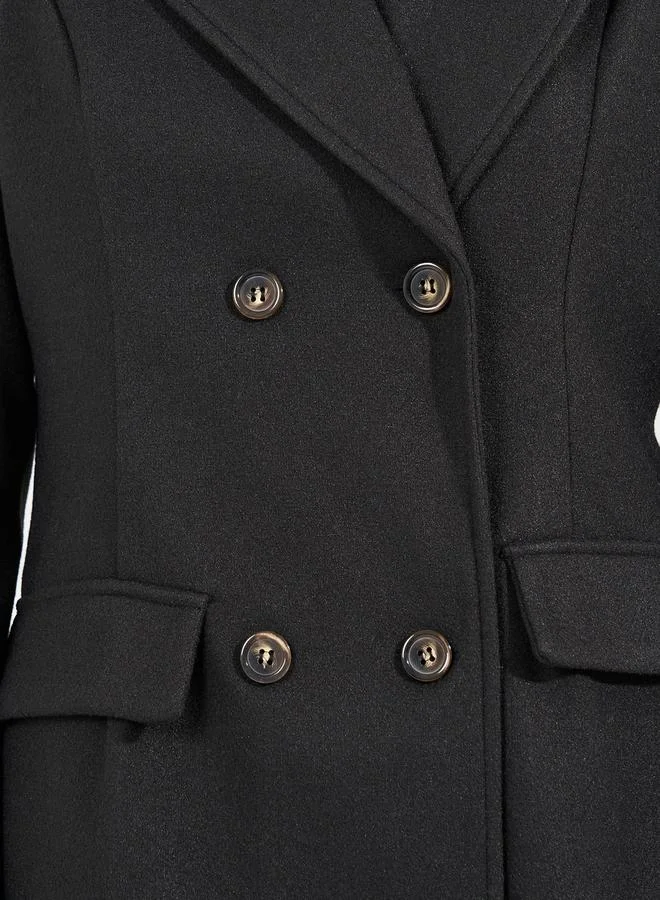 Styli  Regular Fit Double Breasted Wool Like Coat for Women | Best Price UAE