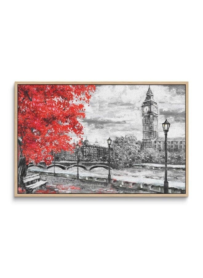 Home Gallery - Abstract Framed Portrait Of Big Ben And Red Tree - Image 1