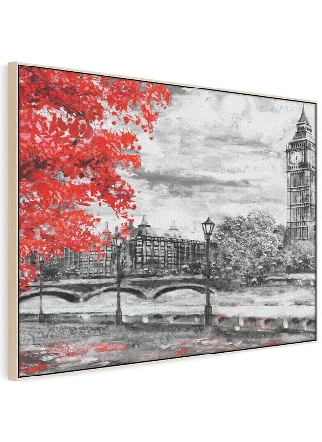 Home Gallery - Abstract Framed Portrait Of Big Ben And Red Tree - Image 1