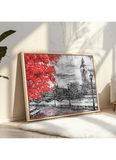 Abstract Framed Portrait Of Big Ben And Red Tree