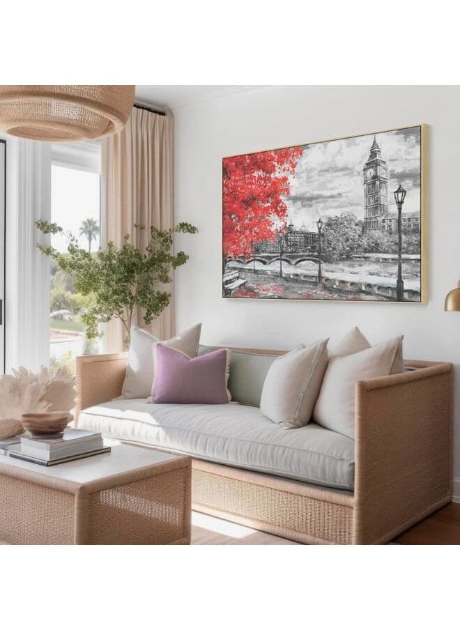 Home Gallery - Abstract Framed Portrait Of Big Ben And Red Tree - Image 1