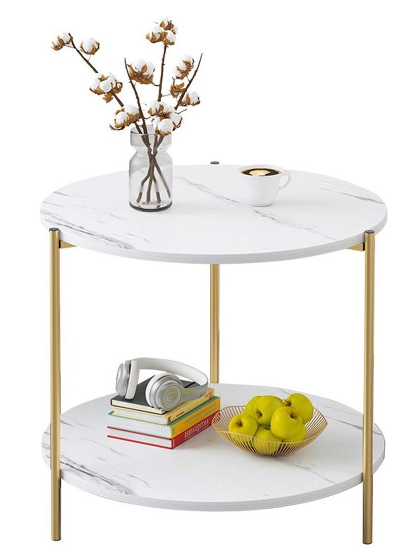 Generic Sofa Side End Table Side Table Round Coffee Tables with Open Front Storage Compartment Metal Frame End Table for Home Living Room  - Image 1