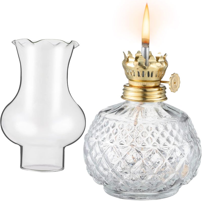 VOSAREA Vintage Glass Kerosene Lamp with 3.5mm Wick Retro Indoor Lighting Tool for Home Decor Portable Oil Lantern with Glass Cover for Emergency Use - Image 1