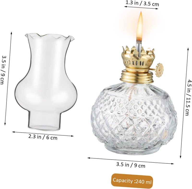 VOSAREA Vintage Glass Kerosene Lamp with 3.5mm Wick Retro Indoor Lighting Tool for Home Decor Portable Oil Lantern with Glass Cover for Emergency Use - Image 3