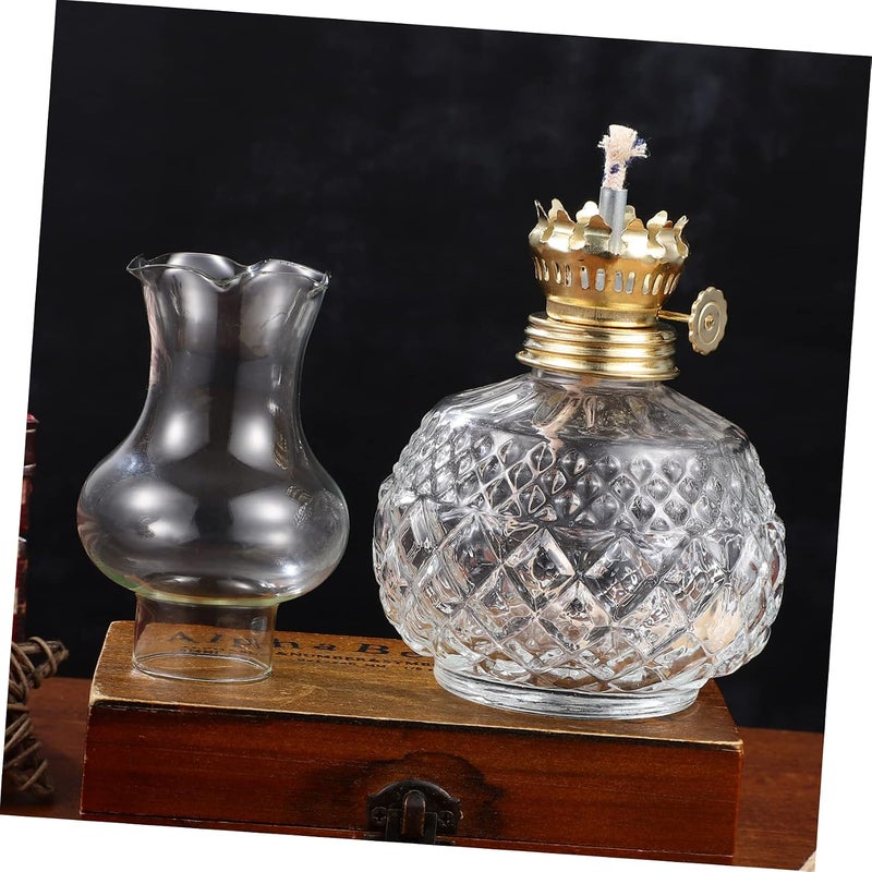 VOSAREA Vintage Glass Kerosene Lamp with 3.5mm Wick Retro Indoor Lighting Tool for Home Decor Portable Oil Lantern with Glass Cover for Emergency Use - Image 4