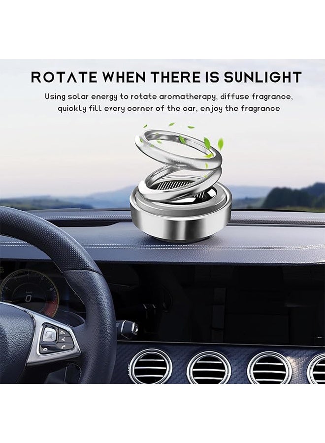 Solar Rotating Car Air Freshener, Double Ring Solar Energy Car Dashboard Decoration Perfume Holder, Rotating Aromatherapy Diffuser Ornament for Car Home, Car Accessories - Image 5