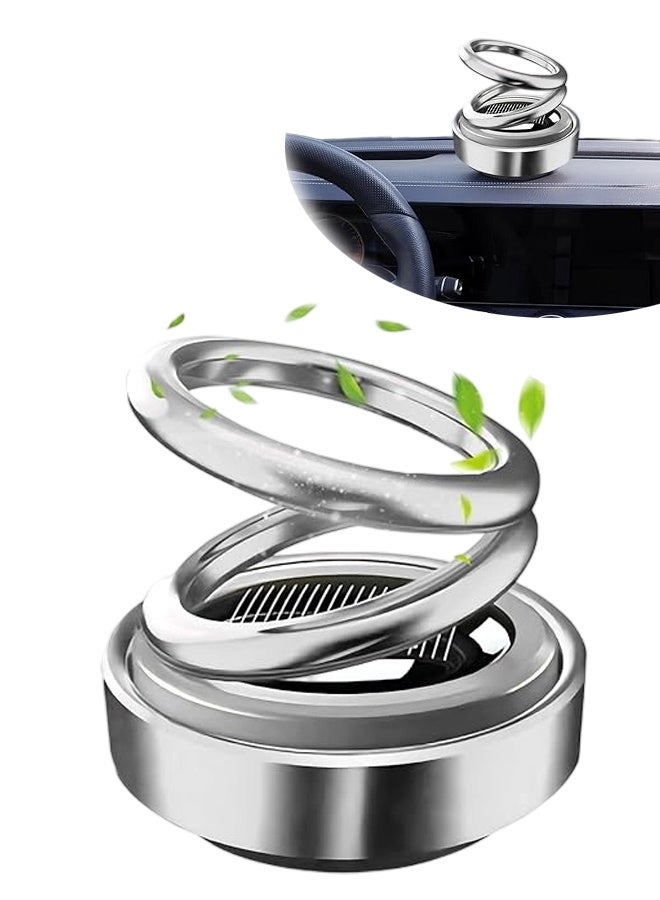 Solar Rotating Car Air Freshener, Double Ring Solar Energy Car Dashboard Decoration Perfume Holder, Rotating Aromatherapy Diffuser Ornament for Car Home, Car Accessories - Image 1