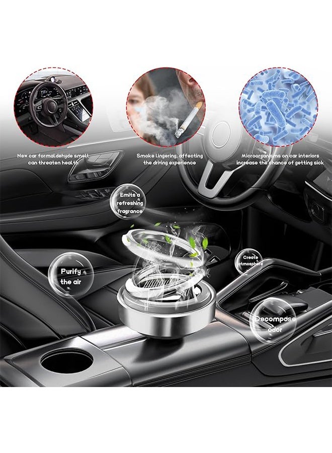 Solar Rotating Car Air Freshener, Double Ring Solar Energy Car Dashboard Decoration Perfume Holder, Rotating Aromatherapy Diffuser Ornament for Car Home, Car Accessories - Image 3