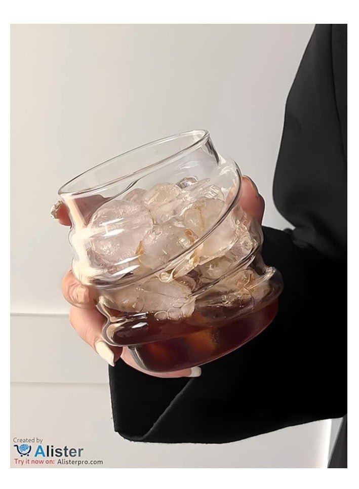 Glass Cup for Juice and Iced Coffee, 390ml Large Capacity, Perfect for Refreshing Drinks and Daily Use
