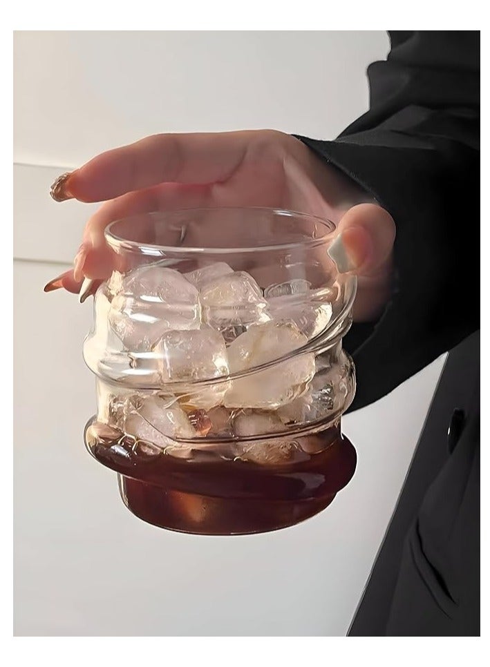 Glass Cup for Juice and Iced Coffee, 390ml Large Capacity, Perfect for Refreshing Drinks and Daily Use