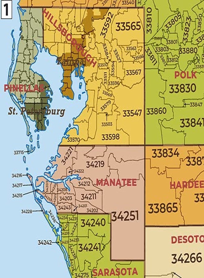 MapSherpa Florida ZIP Code Map with Counties - Standard - 36" x 37.25" Laminated - Image 2