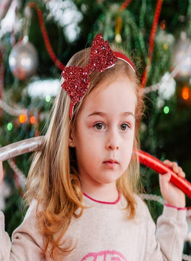 Cinaci 10 Pieces Sparkling Sequin Bow Plastic Headbands with Teeth Hair Bands Hairbow Accessories for Toddlers Kids Teens Girls - Image 3