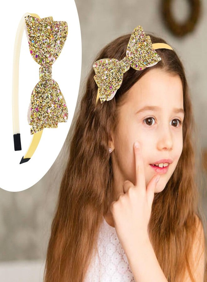 Cinaci 10 Pieces Sparkling Sequin Bow Plastic Headbands with Teeth Hair Bands Hairbow Accessories for Toddlers Kids Teens Girls - Image 2