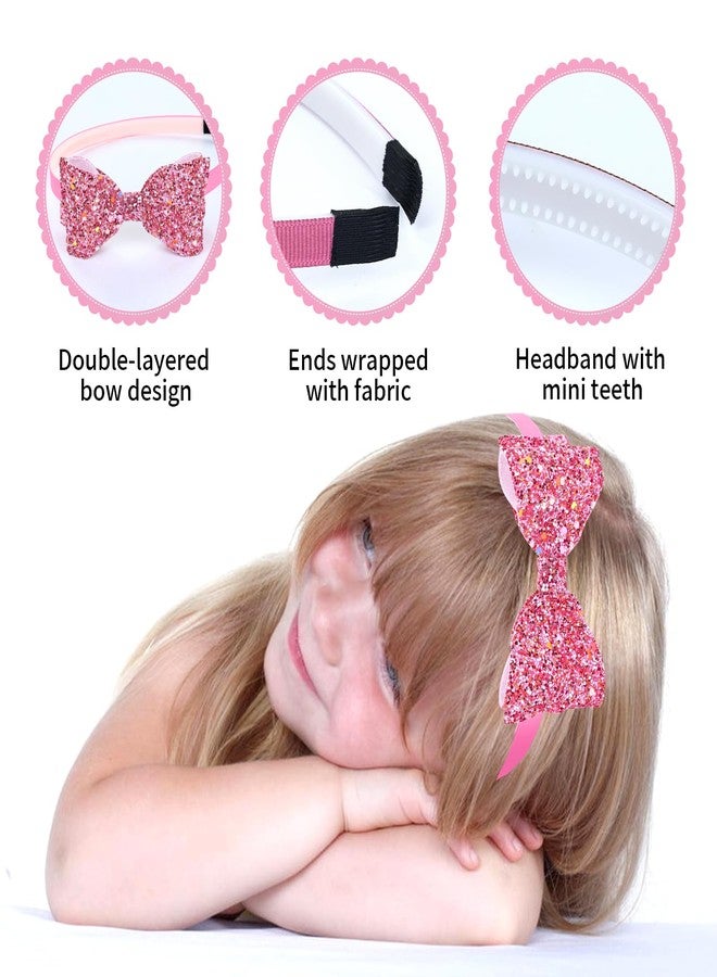 Cinaci 10 Pieces Sparkling Sequin Bow Plastic Headbands with Teeth Hair Bands Hairbow Accessories for Toddlers Kids Teens Girls - Image 4