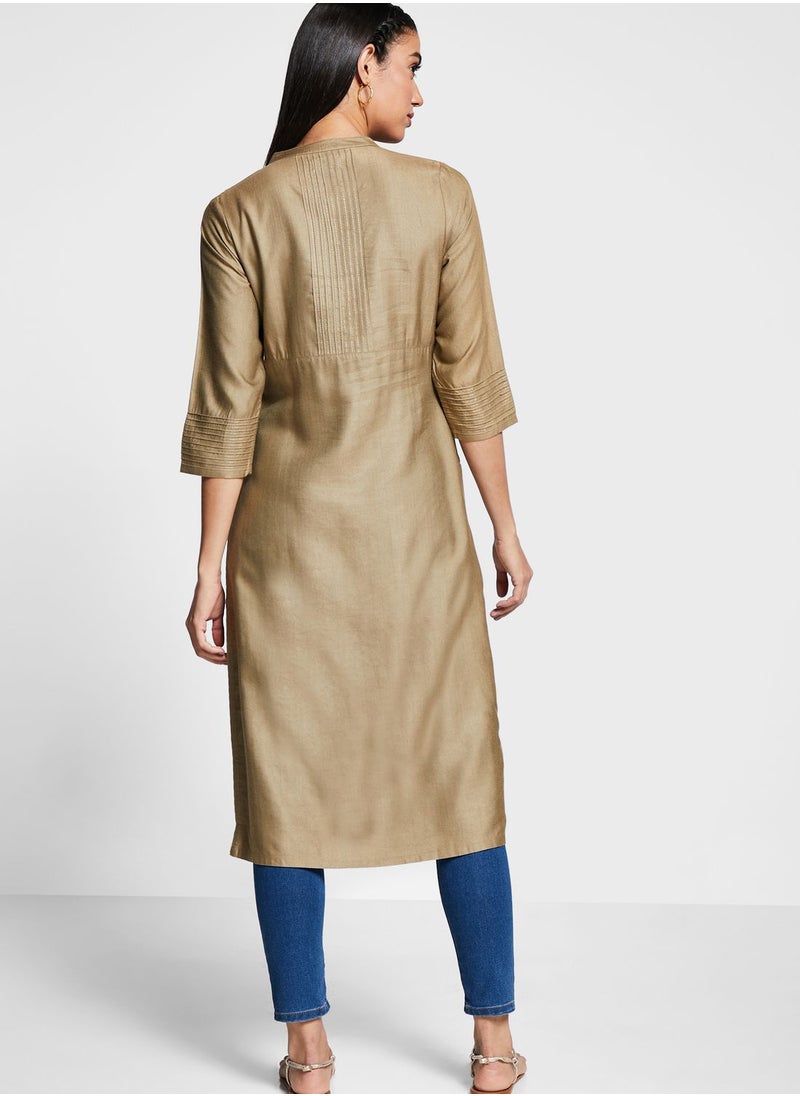 Fabindia - Silk Pintuck Long Kurta - Image 1