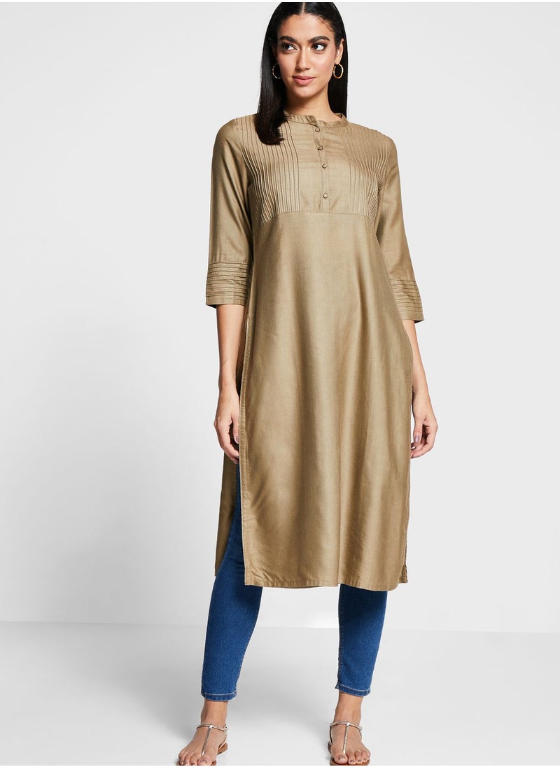 Fabindia - Silk Pintuck Long Kurta - Image 1