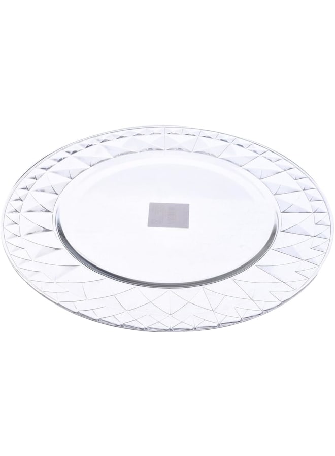 Vidivi Carre High Quality Glass Round Serving Plate Set Of 2 Pieces 32 Cm - Transparent - Image 2