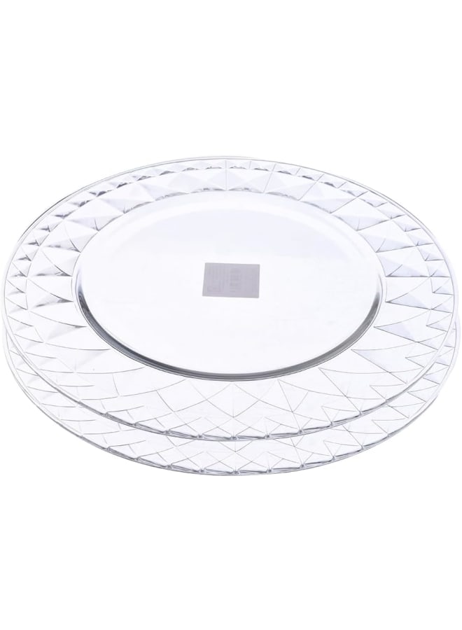 Vidivi Carre High Quality Glass Round Serving Plate Set Of 2 Pieces 32 Cm - Transparent - Image 1