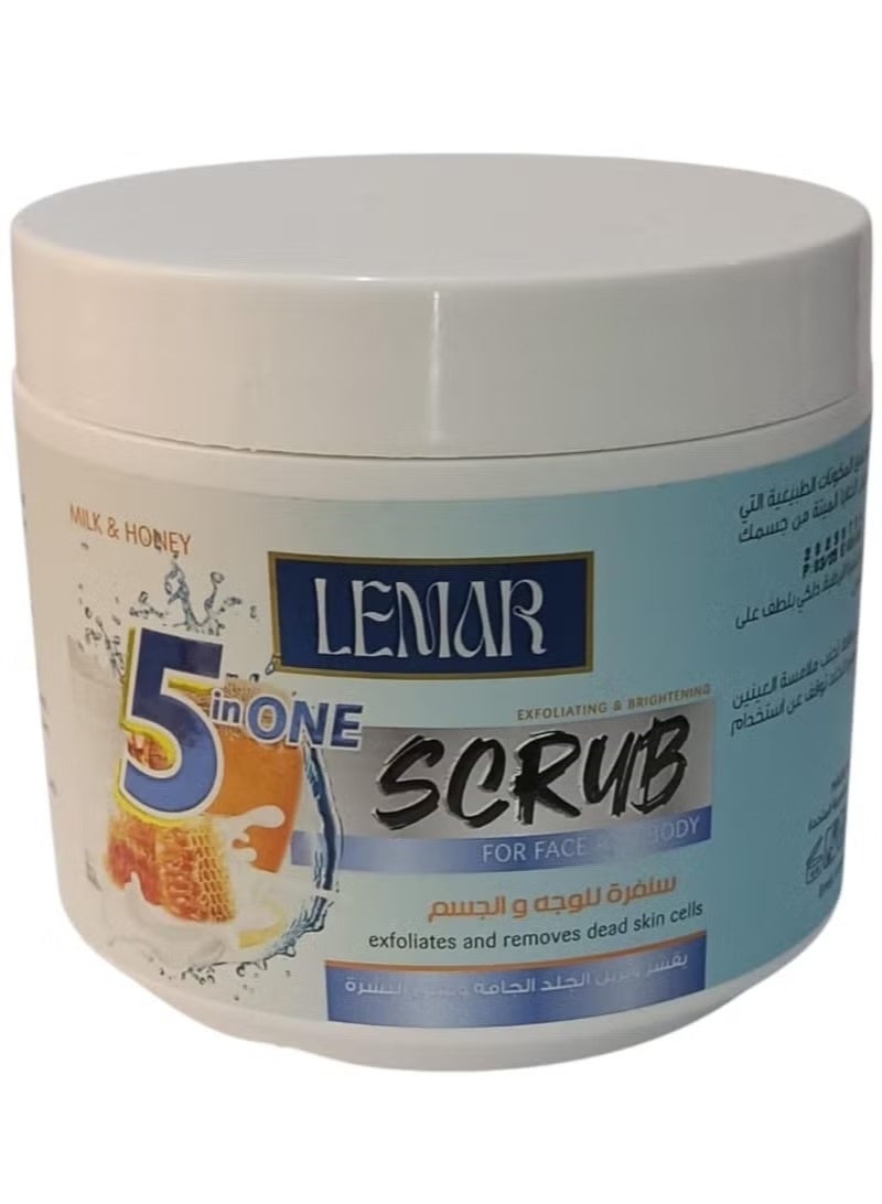 lemar 5 in 1 Scrub For Face and Body With Milk and Honey 550 ml
