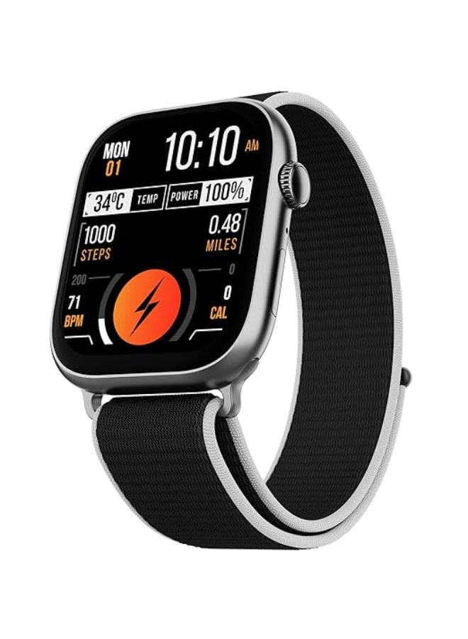 Fire-Boltt Ninja X Ring Smart Watch 1.96" Always On Display Bluetooth Calling, Voice Assistant, SpO2 & Heart Rate, 120+ Sports Modes, IP67 Waterproof Smartwatch for Men & Women - Black Nylon - Image 1