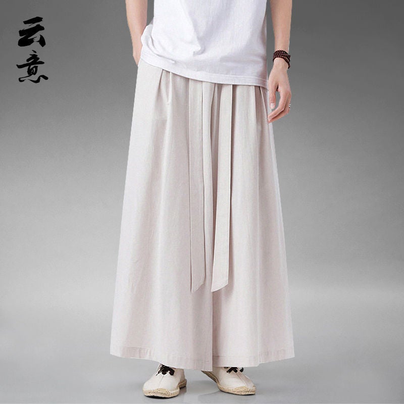 Retro Hanfu Zen Wide-Leg Pants for Men extraordinary red  - Image 4