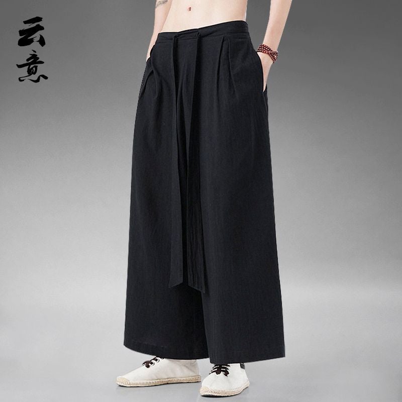 Retro Hanfu Zen Wide-Leg Pants for Men extraordinary red  - Image 2
