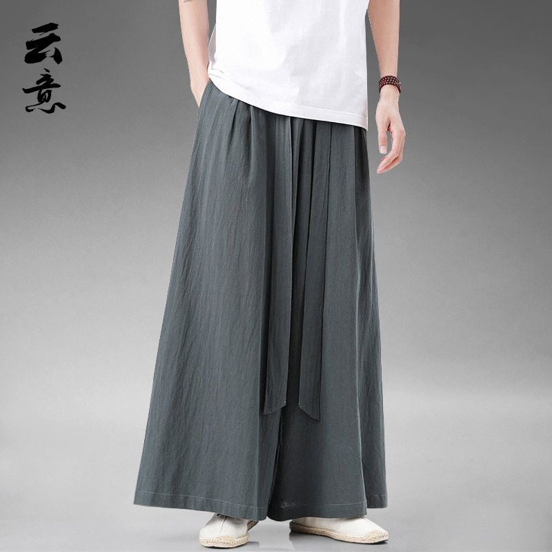 Retro Hanfu Zen Wide-Leg Pants for Men extraordinary red  - Image 3