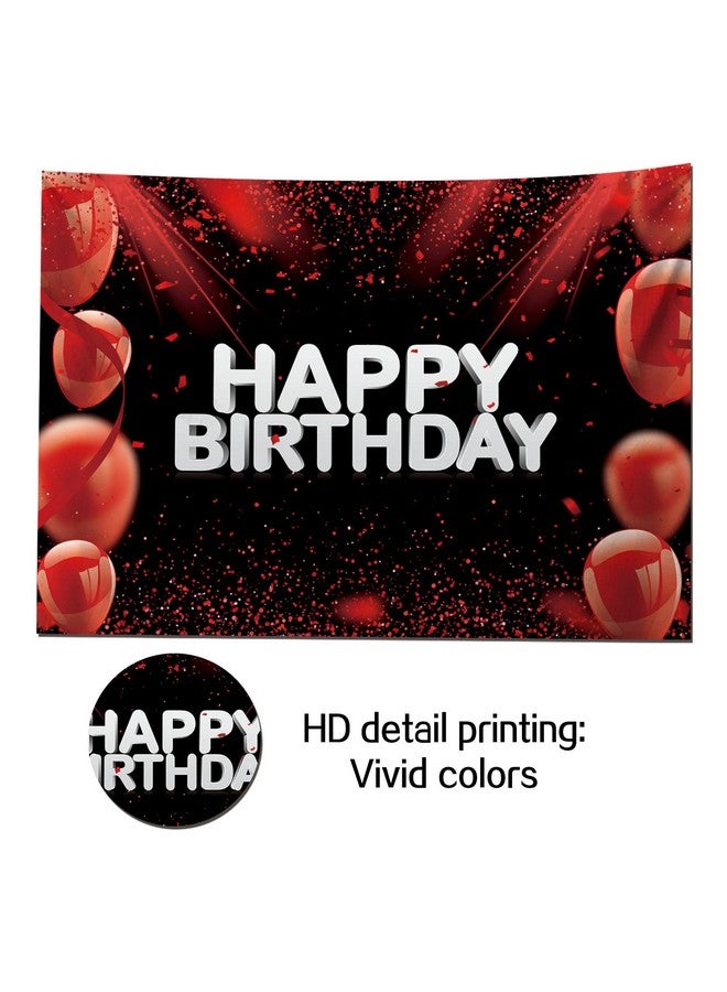 HQM 7X5Ft Soft Fabric/Polyester Red And Black Glitter Happy Birthday Photo Background Princess Girl Bday Decor For Girls Boys Women Men Anniversary Photography Backdrops Party Supplies - Image 4
