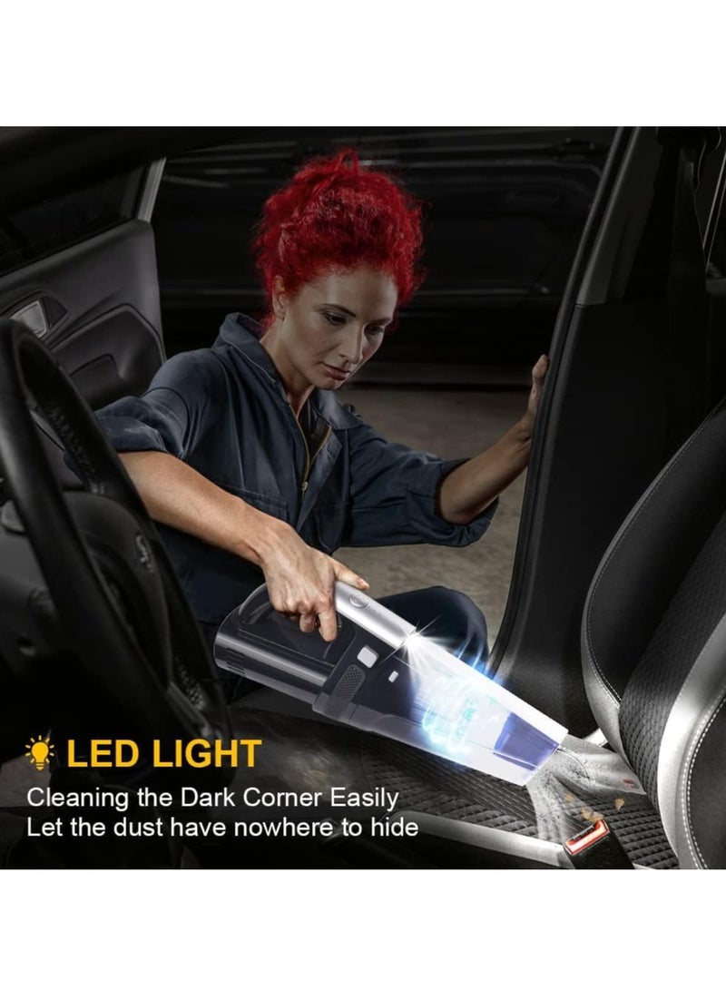 Excefore Handheld Vacuum Cordless, Portable 10000Pa Strong Suction Car Vacuum Cleaner Dust Busters, 2 Speed Wet Dry Vacuum with LED Light, Rechargeable Hand Held Vacuuming for Home, Office, Car (Black) - Image 4