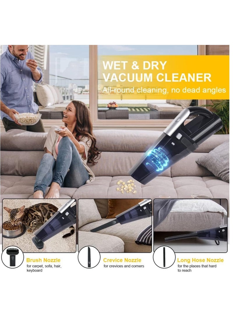 Excefore Handheld Vacuum Cordless, Portable 10000Pa Strong Suction Car Vacuum Cleaner Dust Busters, 2 Speed Wet Dry Vacuum with LED Light, Rechargeable Hand Held Vacuuming for Home, Office, Car (Black) - Image 5