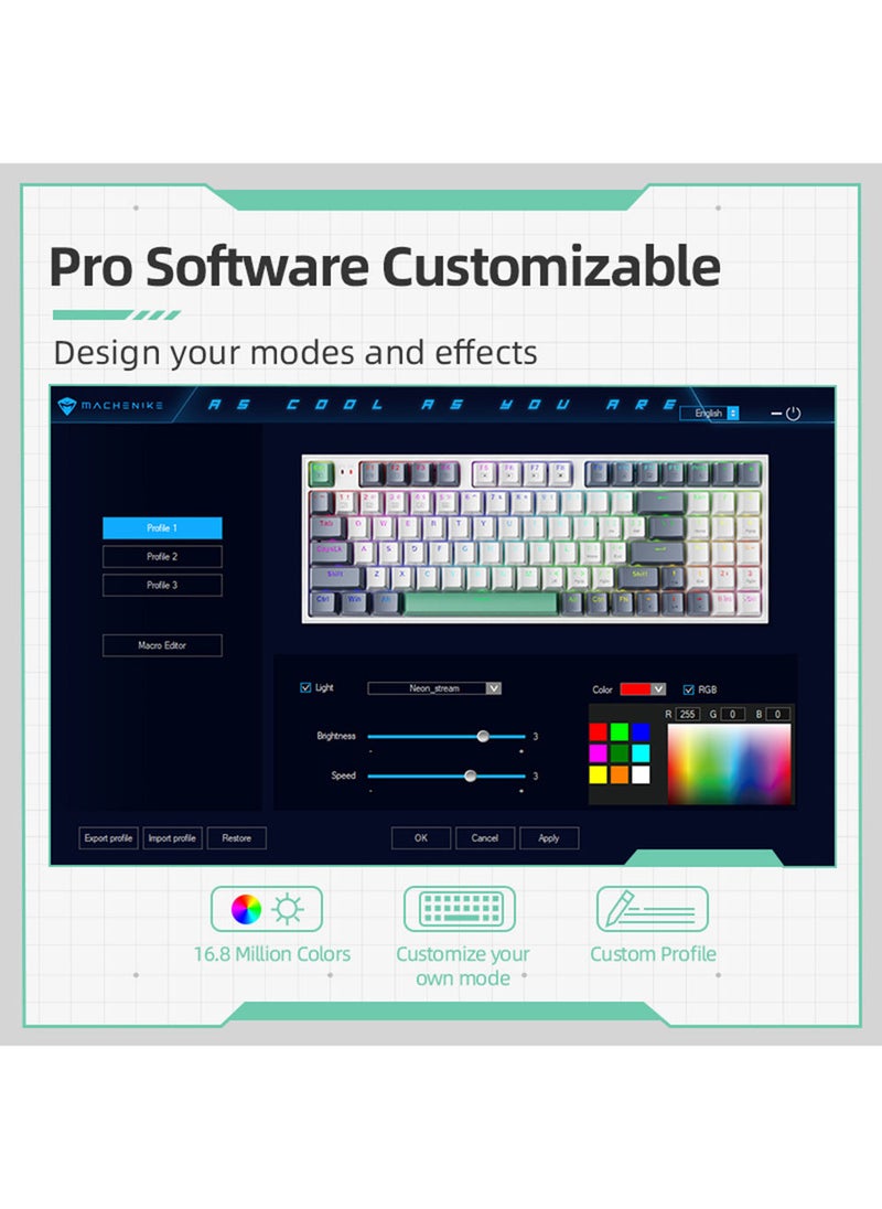 MACHENIKE - 94 Keys Gaming Keyboard Mechanical Wired Keyboard Hot Swappable With Brown Switch RGB Light - Image 1