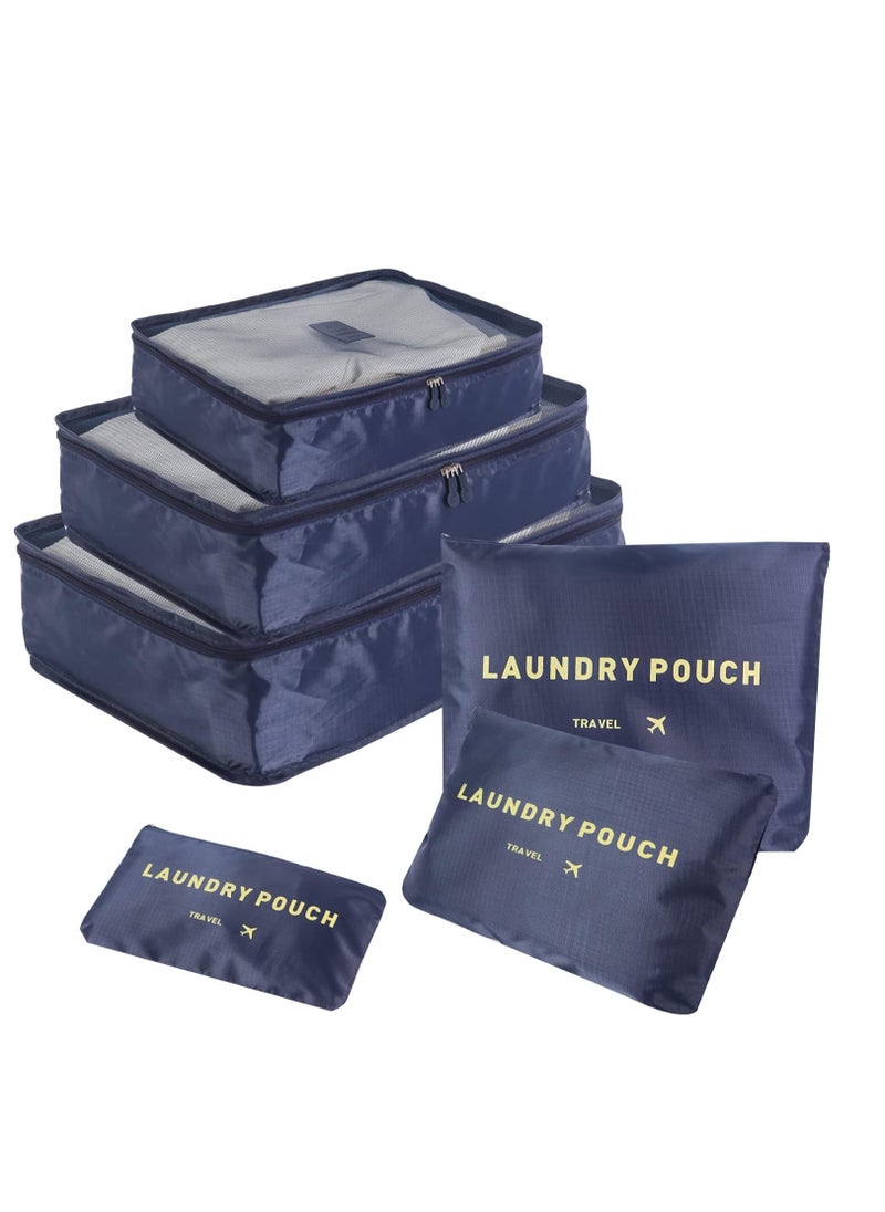 Generic - 6Pcs Set Travel Luggage Organizer Packing Cubes Set Storage Bag Waterproof Laundry Bag Traveling Accessories(Blue) - Image 1