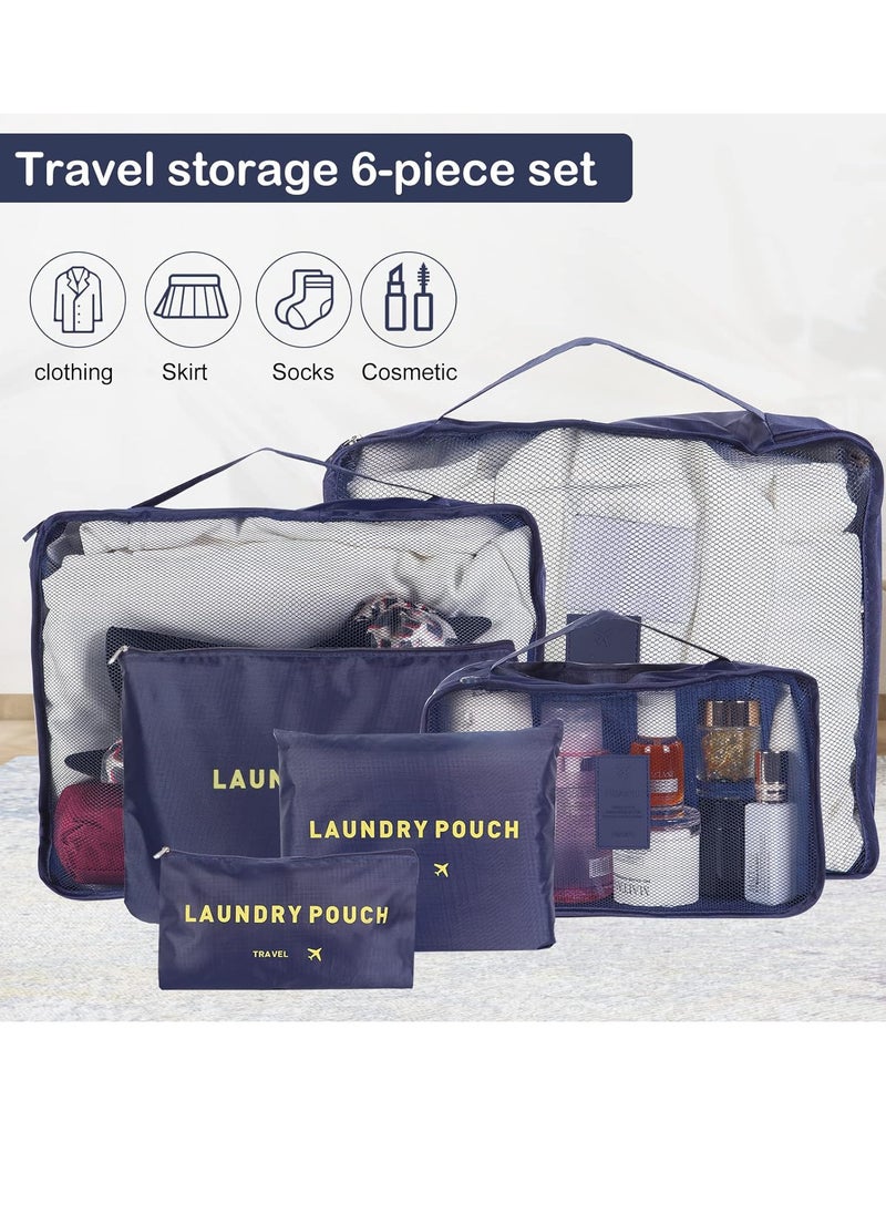 Generic - 6Pcs Set Travel Luggage Organizer Packing Cubes Set Storage Bag Waterproof Laundry Bag Traveling Accessories(Blue) - Image 1