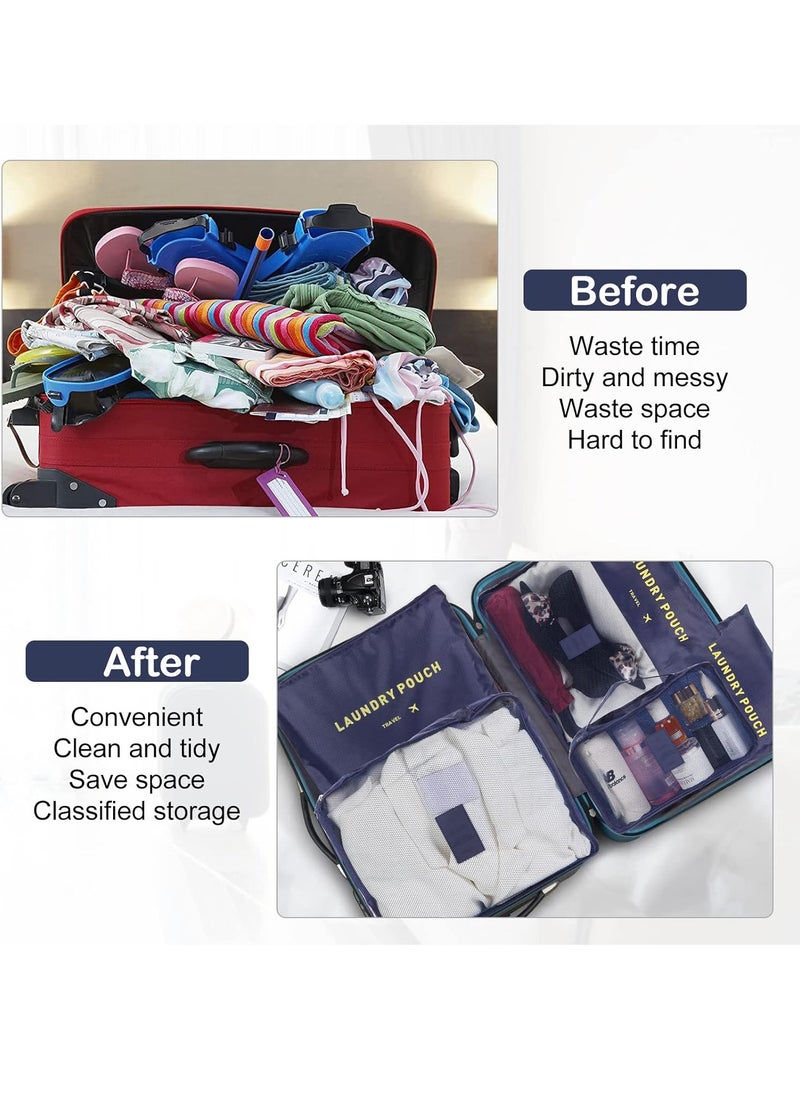 Generic - 6Pcs Set Travel Luggage Organizer Packing Cubes Set Storage Bag Waterproof Laundry Bag Traveling Accessories(Blue) - Image 1