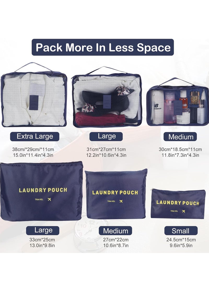 Generic - 6Pcs Set Travel Luggage Organizer Packing Cubes Set Storage Bag Waterproof Laundry Bag Traveling Accessories(Blue) - Image 1