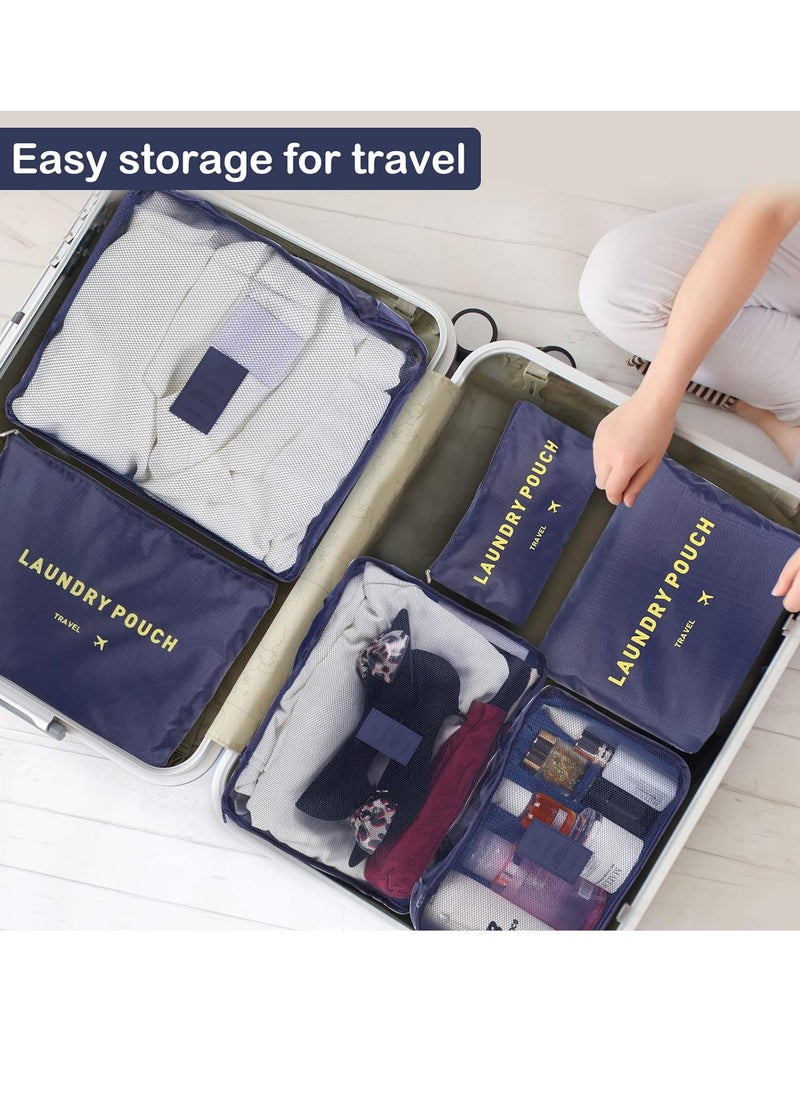 Generic - 6Pcs Set Travel Luggage Organizer Packing Cubes Set Storage Bag Waterproof Laundry Bag Traveling Accessories(Blue) - Image 1